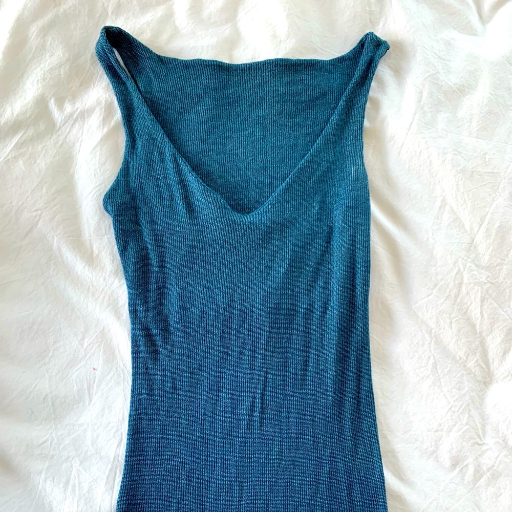 Michael Stars Classic Top, blue + metallic, thin straps date night + going out